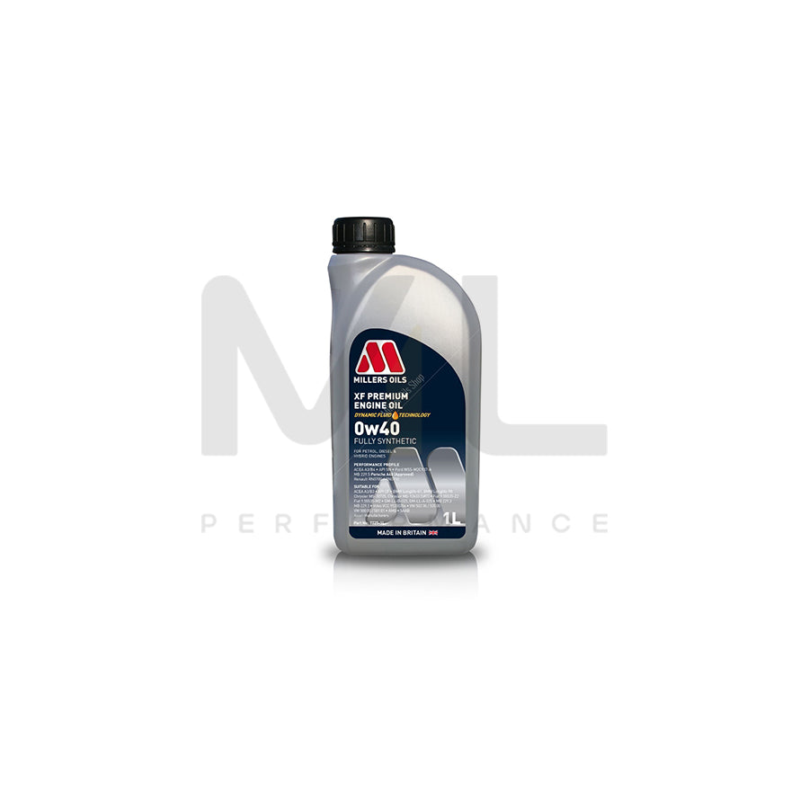 Millers Oils XF Premium 0W-40 Fully Synthetic Engine Oil 1l | Engine Oil | ML Car Parts UK | ML Performance