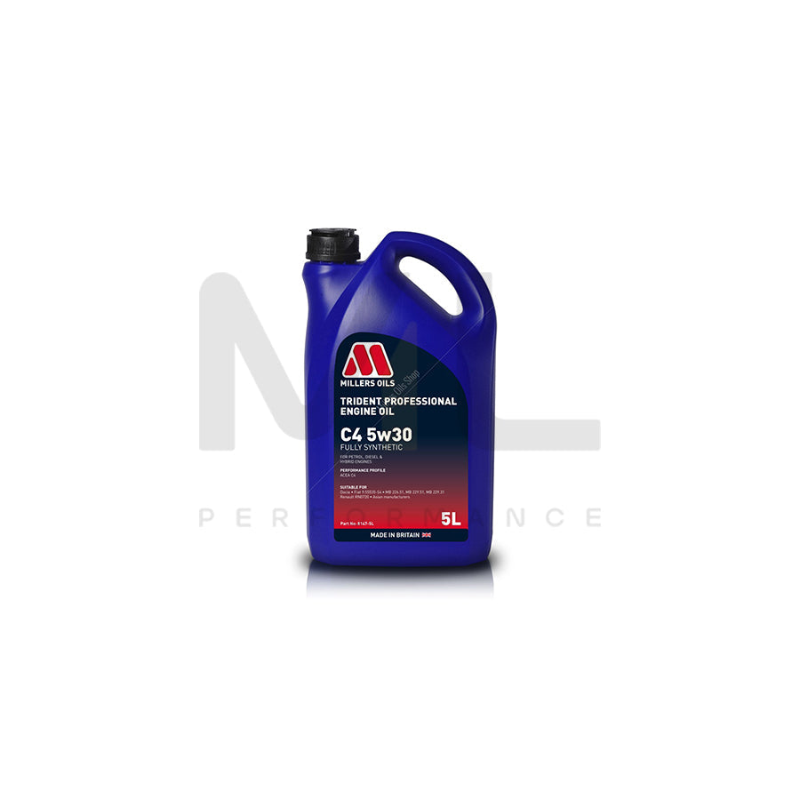 Millers Oils Trident Professional C4 5W-30 Fully Synthetic Engine Oil 5l | Engine Oil | ML Car Parts UK | ML Performance