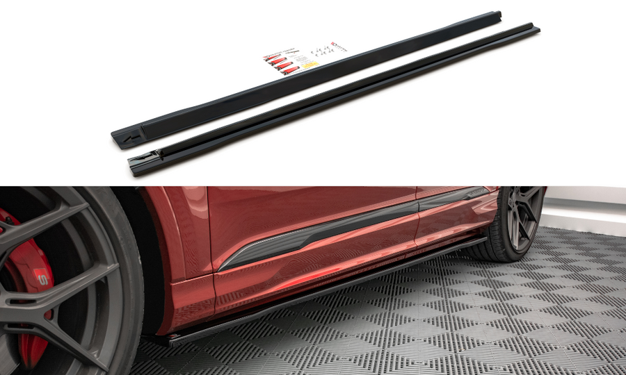 Maxton Design AU-SQ7-2F-SD1T Side Skirts Diffusers Audi SQ7 / Q7 S-Line MK2 (4M) Facelift | ML Performance UK Car Parts