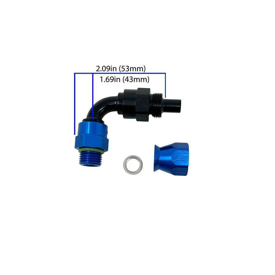 Precision Raceworks 201-0189 Fuel Line Fitting AN6 PTFE to AN6 ORB Male Swivel 90 Degree | ML Perfromance UK