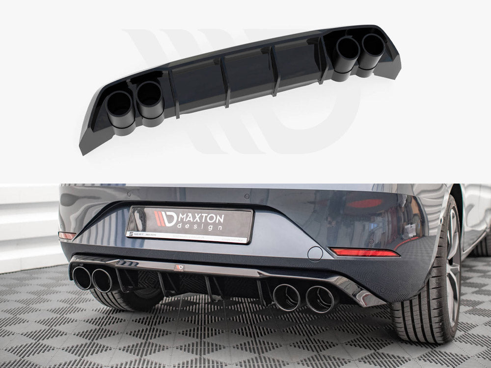 Maxton Design SE-LE-4-FR-RS1T+RS1RT+CHROME Rear Valance + ExhauST Ends Imitation Seat Leon Fr Hatchback MK4 | ML Performance UK Car Parts