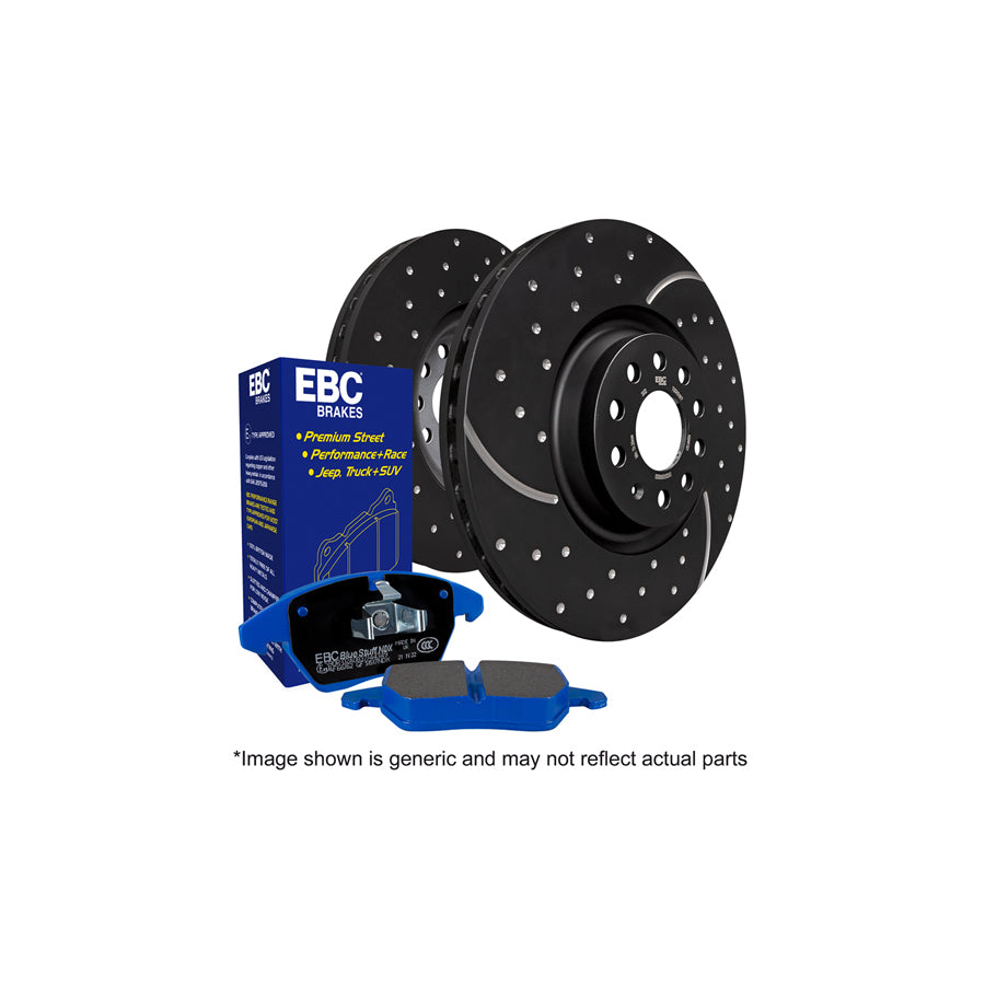 EBC PD14KF718 Infiniti Nissan Bluestuff Front Brake Pad & GD Disc Kit - Akebono Caliper 1 | ML Performance UK Car Parts