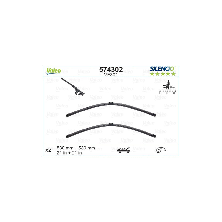 Valeo Silencio Flat Blade Set, Silencio X.Trm 574302 Wiper Blade | ML Performance EU Car Parts