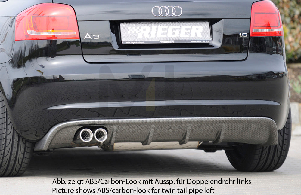 Rieger 00056767 Audi 8P A3 Rear Diffuser 3 | ML Performance EU Car Parts