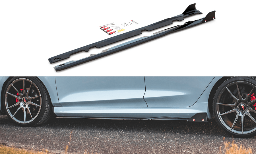 Maxton Design FO-FI-8-STLINE-SD2T+SF Side Skirts Diffusers + Flaps V.2 Ford Fiesta ST / ST-Line MK8 | ML Performance UK Car Parts