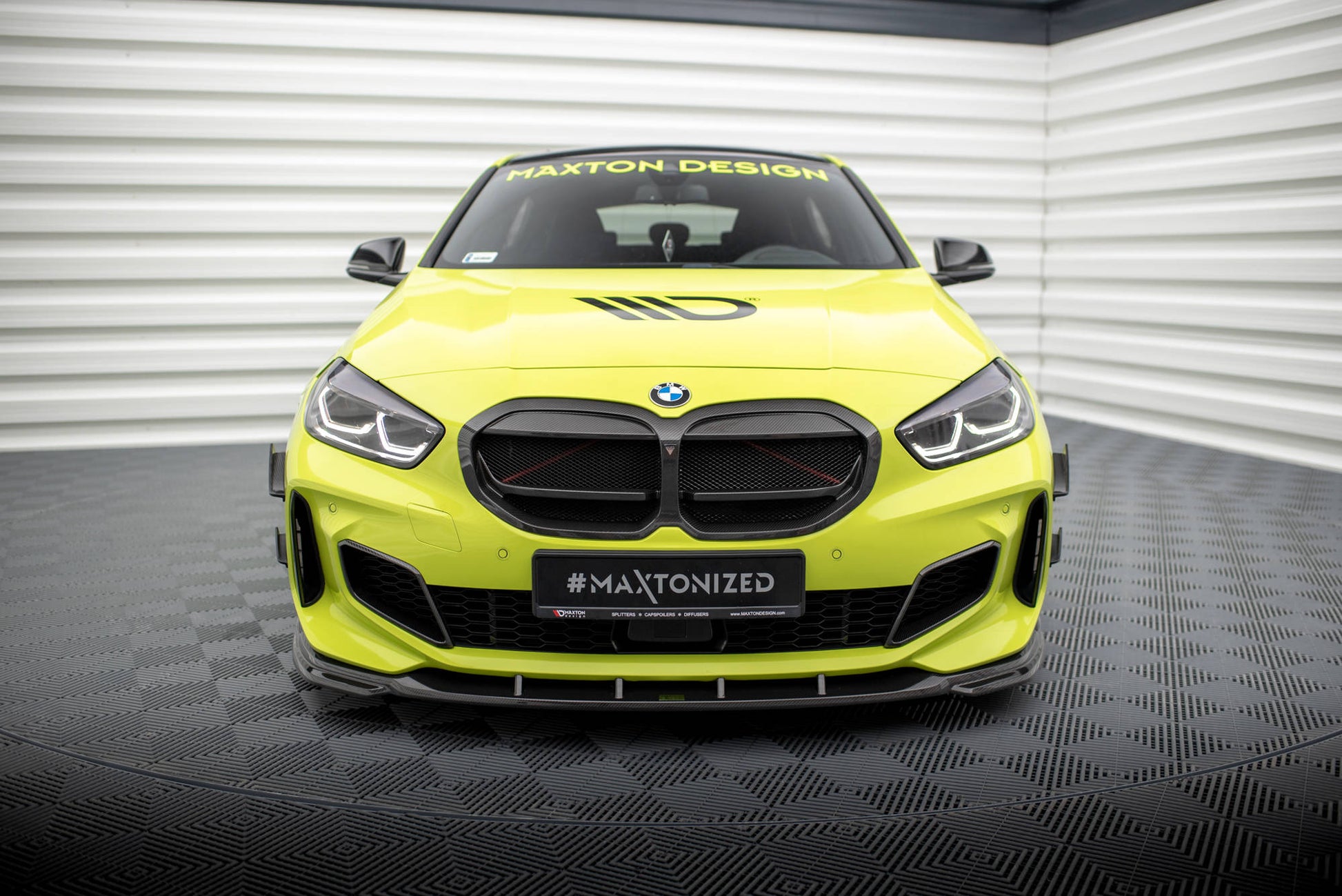 MAXTON DESIGN CF-BM-1-40-M-FD1-245-P CARBON FIBER FRONT SPLITTER BMW 1 F40 M-PACK / M135I | ML Performance