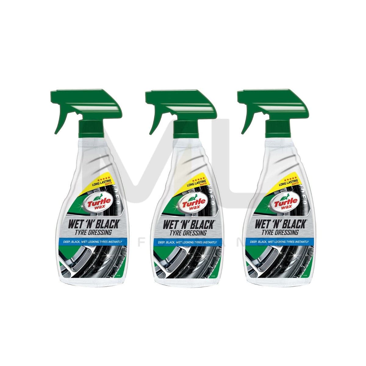 Turtle Wax Wet N Black Car Tyre Dressing 3 X 500 Ml Spray