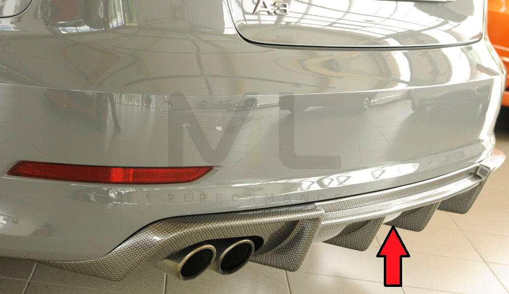 Rieger 00099367 Audi 8V A3 Rear Diffuser 1 | ML Performance EU Car Parts