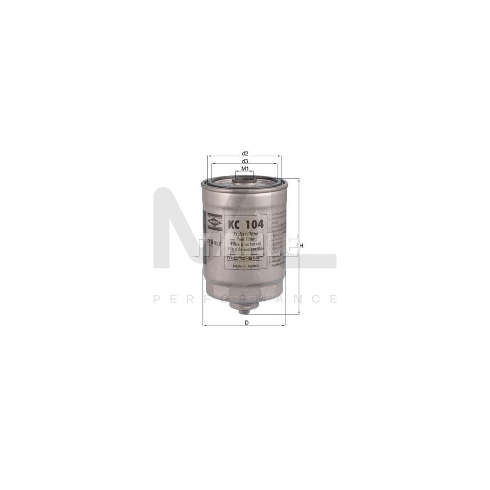 MAHLE ORIGINAL KL 109 Fuel filter for HONDA PRELUDE In-Line Filter | ML Performance Car Parts